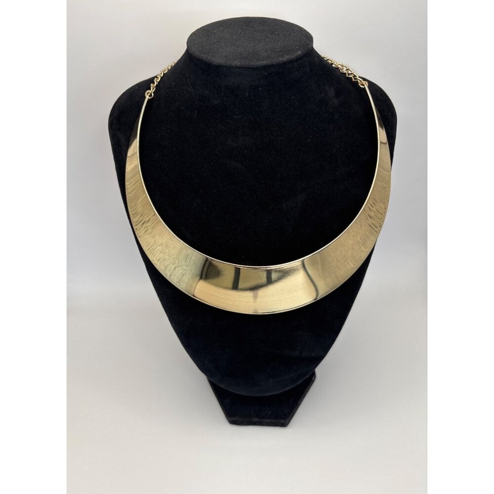 Express Gold Tone Wide Choker Collar Statement 14” Necklace NEW